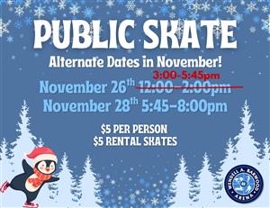 Updated public skate times